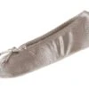 Isotoner Womens Satin Ballerina With Bow, Suede Sole Slipper, Sand Trap Soft Tie Bow, 6.5-7.5 US